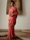 Nude Pink floral bunch saree set