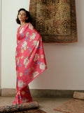 Bright pink floral bunch saree set