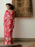Bright pink floral bunch saree set