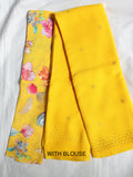 Hand Dyed Yellow mukaish saree