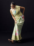 Green mist Kanjivaram floral print saree