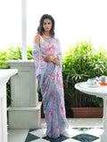 Dusty blue floral saree