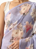 Purple floral print saree