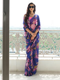 Deep violet multicolor floral saree