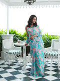 Sky blue floral saree