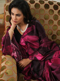 Deep wine abstract floral saree