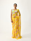 Mustard floral saree