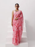 Pink tonal floral saree