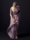 Purple Kanjivaram floral print saree