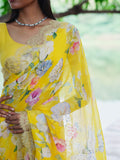"ZINNIA" floral chiffon saree