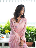 Pink floral saree