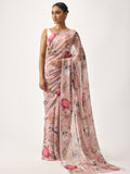 Pink botanic print saree