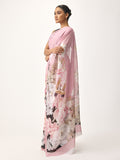 Pink abstract floral saree