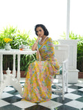 Yellow floral saree