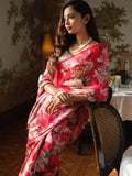 Crimson Red floral saree