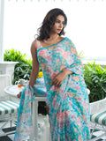 Sky blue floral saree