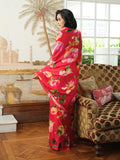 Red floral saree