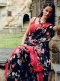 Floral chiffon saree