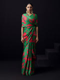 Green tonal floral saree