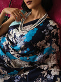 Deep Blue floral saree