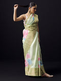 Green mist Kanjivaram floral print saree