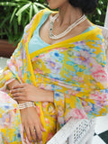 Yellow floral saree