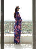 Deep violet multicolor floral saree