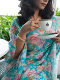 Sky blue floral saree