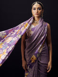 Purple Kanjivaram floral print saree