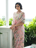 Powder Pink floral saree