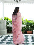 Pink floral saree