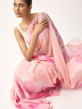 Light pink polka print saree