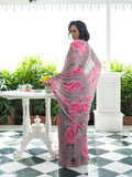 Grey floral saree