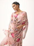 Pink botanic print saree