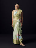 Green mist Kanjivaram floral print saree