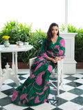 Emerald Green abstract floral saree