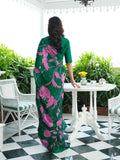 Emerald Green abstract floral saree