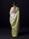 Green mist Kanjivaram floral print saree