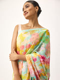 Multi coloured abstract floral saree