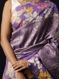 Purple Kanjivaram floral print saree