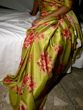 Lime Green floral saree set