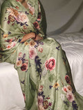 Sage green floral saree set