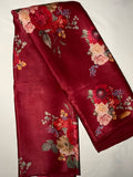 Marsala color floral saree set