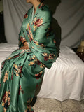 Teal floral saree set