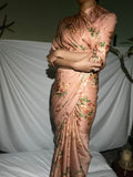 Blush peach floral saree set