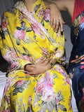Yellow floral saree set