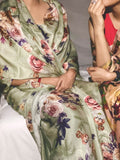 Sage green floral saree set