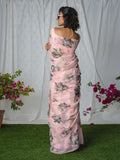 Pink floral saree set