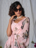Pink floral saree set