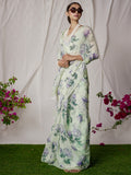 Green floral saree set